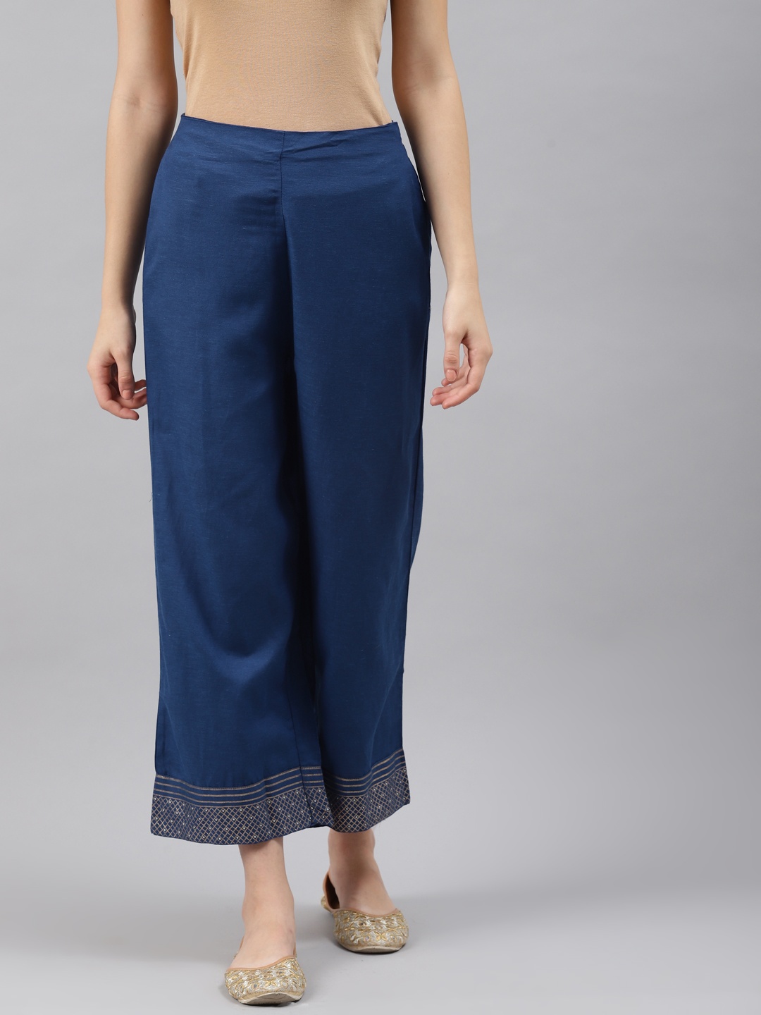 

Rangriti Women Navy Blue Cropped Ethnic Palazzos