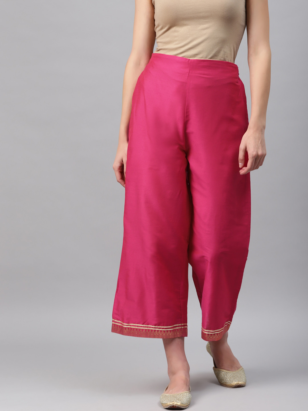 

Rangriti Women Fuchsia Cropped Ethnic Palazzos