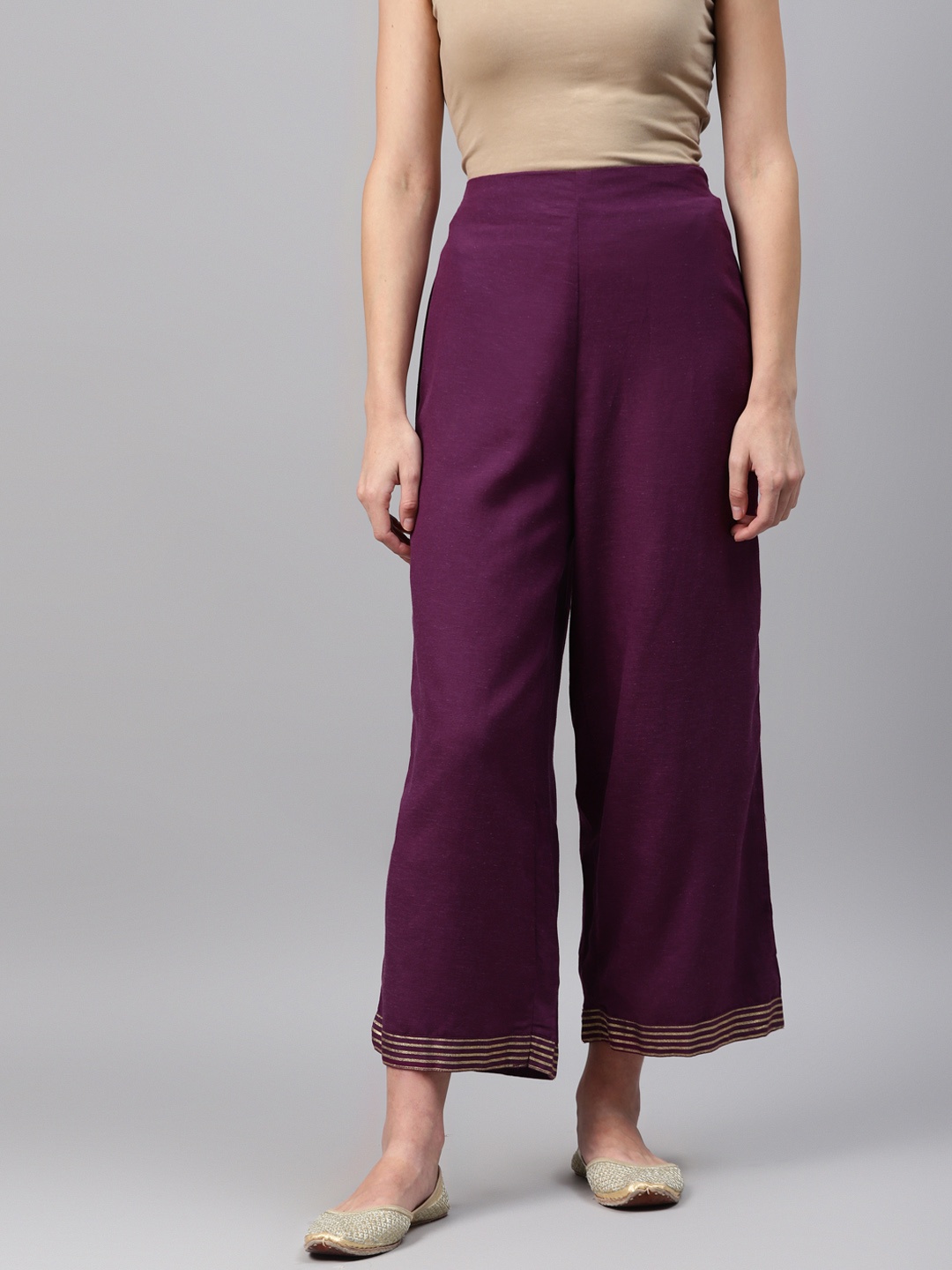 

Rangriti Women Purple Solid Cropped Palazzos