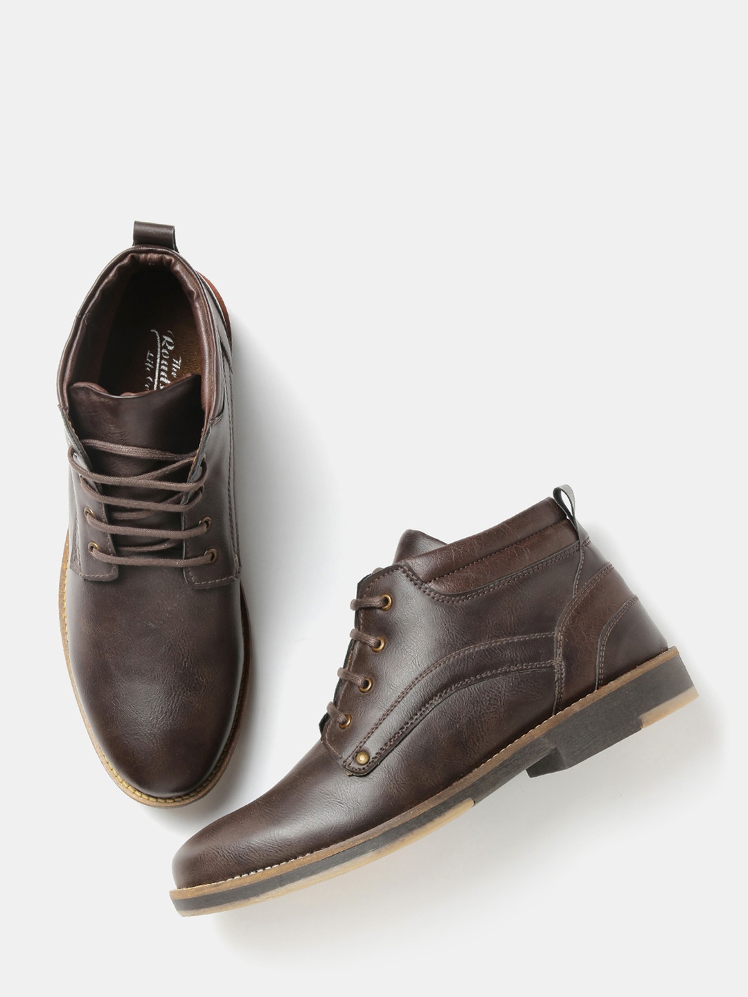 

Roadster Men Coffee Brown Solid Mid-Top Flat Boots