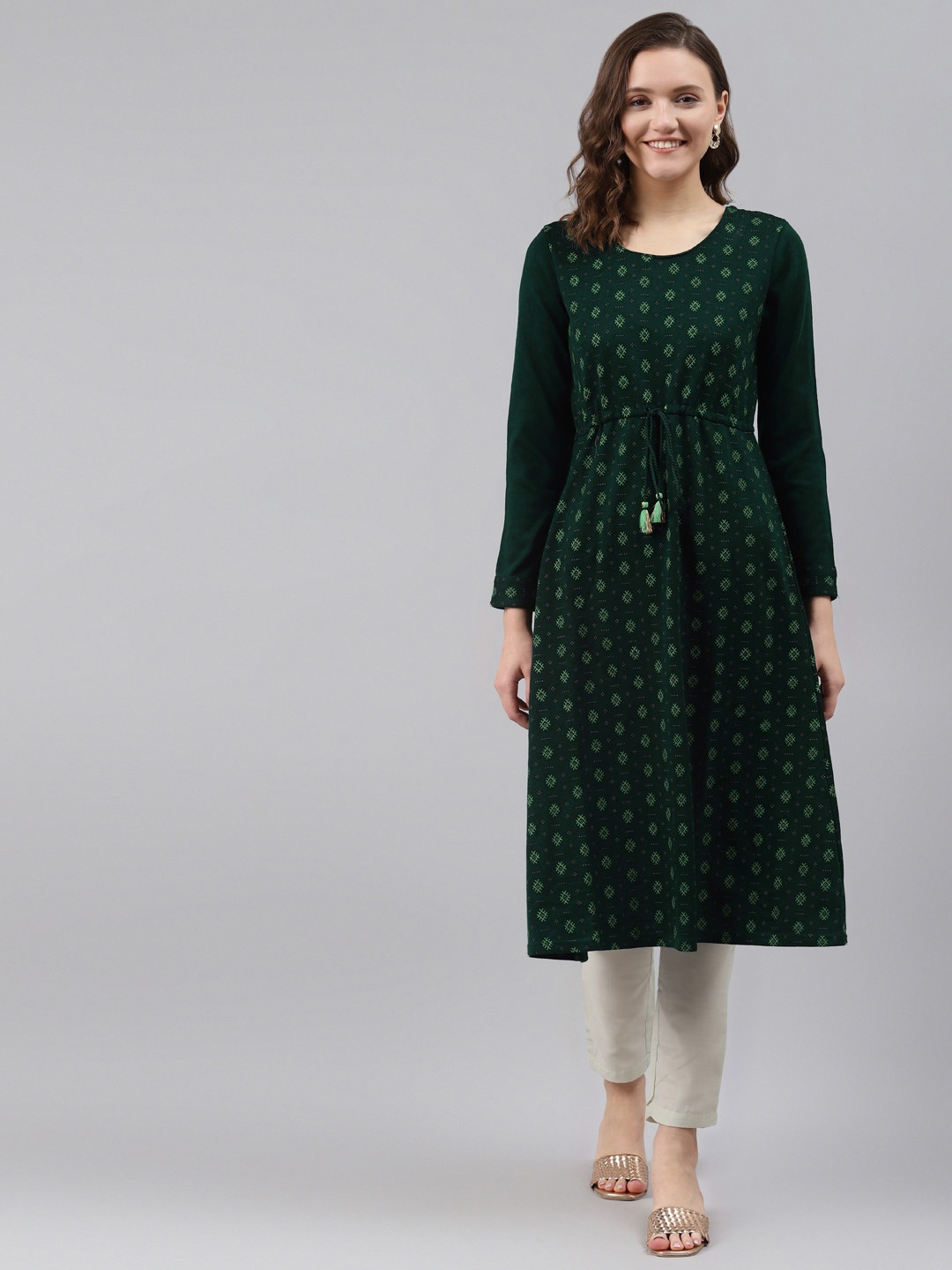 

Rangriti Women Green Printed Kurta