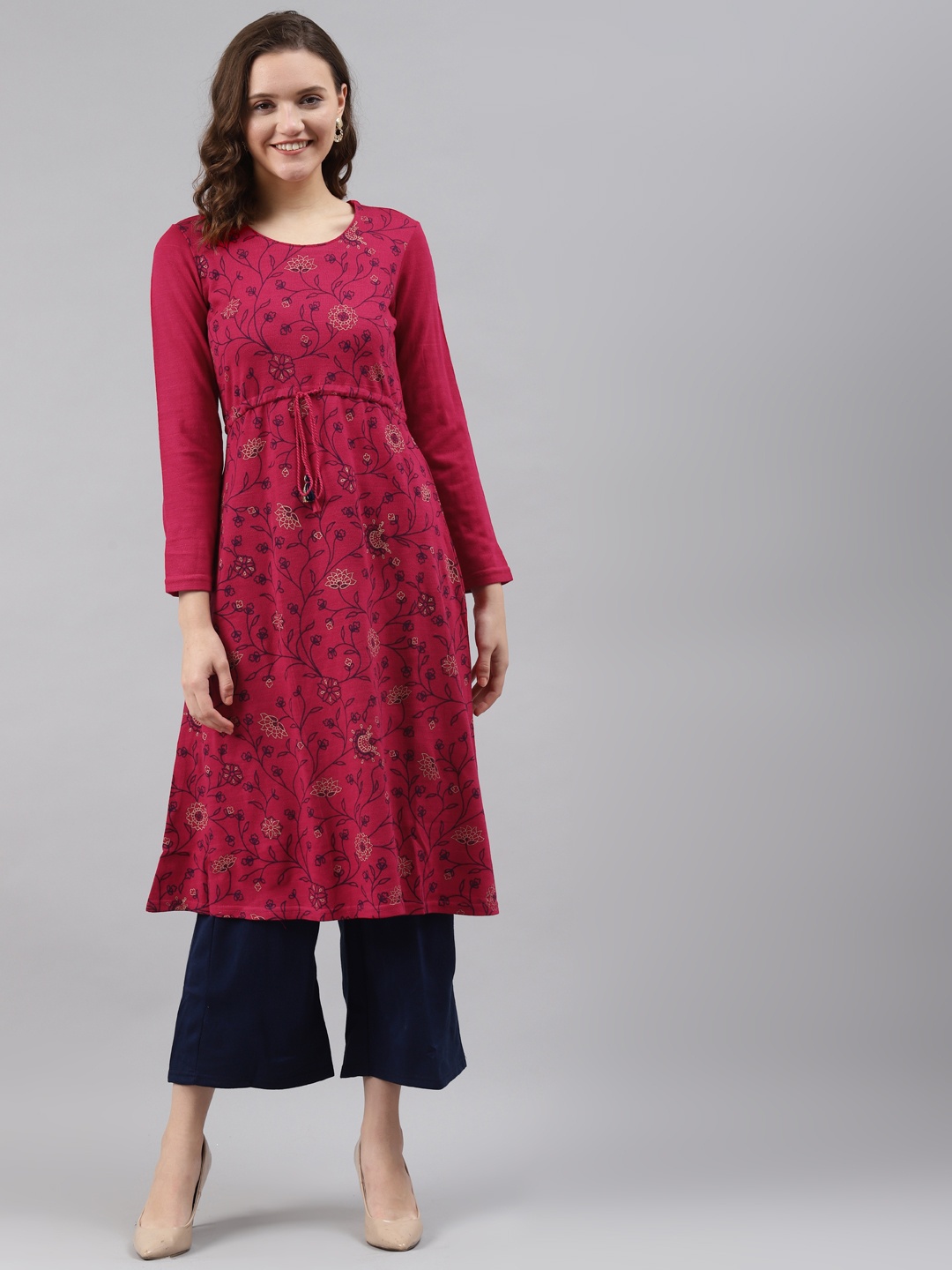 

Rangriti Women Fuchsia Pink Floral Printed Kurta