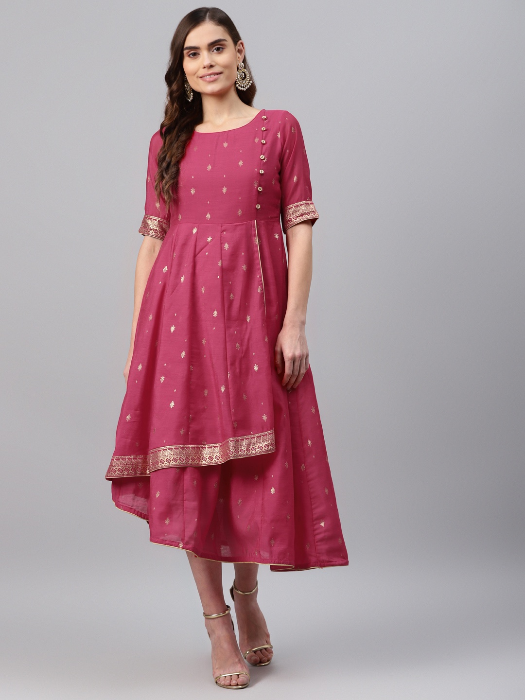 

Rangriti Pink Ethnic Motifs Maxi Dress