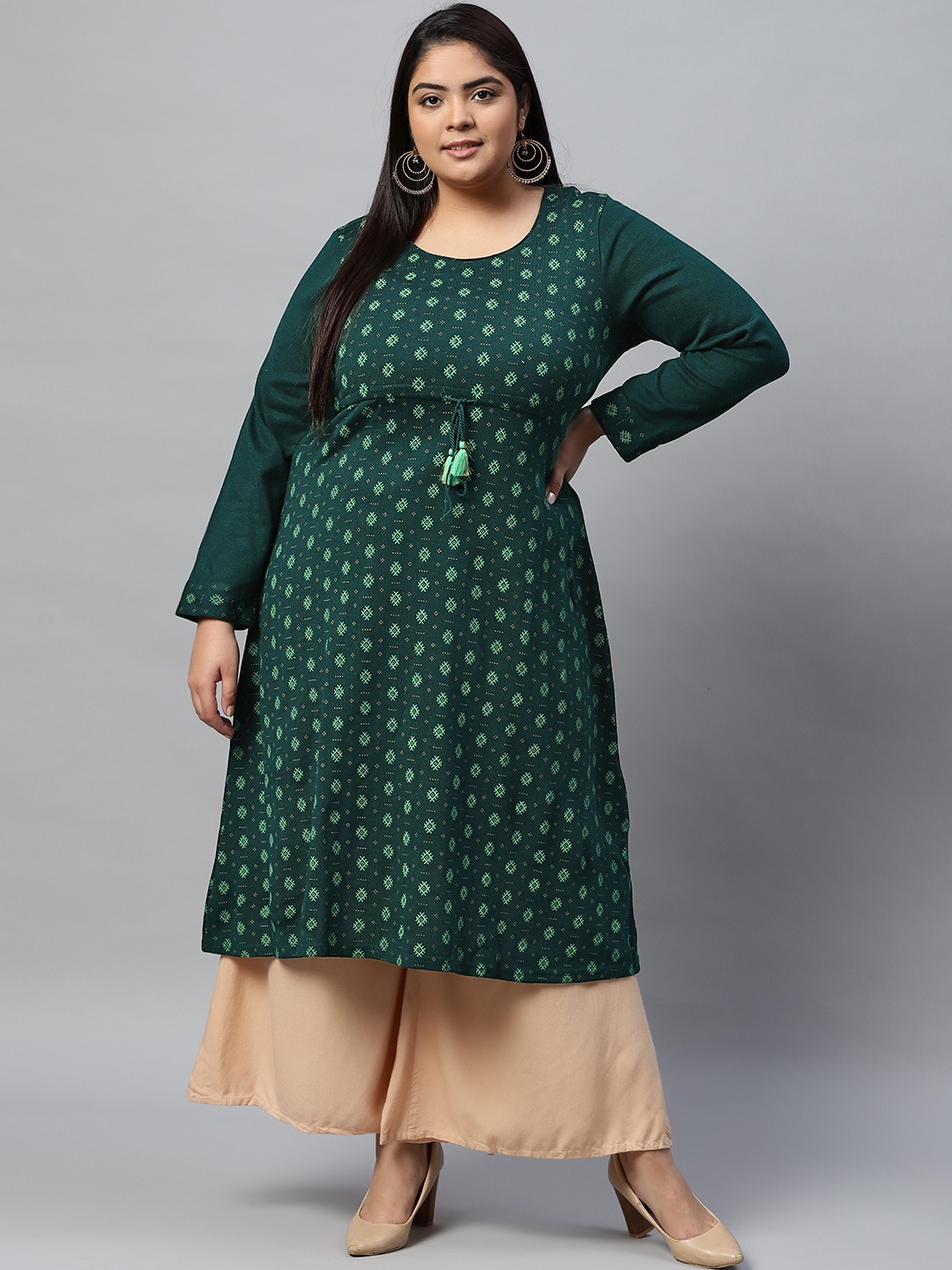 

Rangriti Women Green Ethnic Motifs Printed Kurta