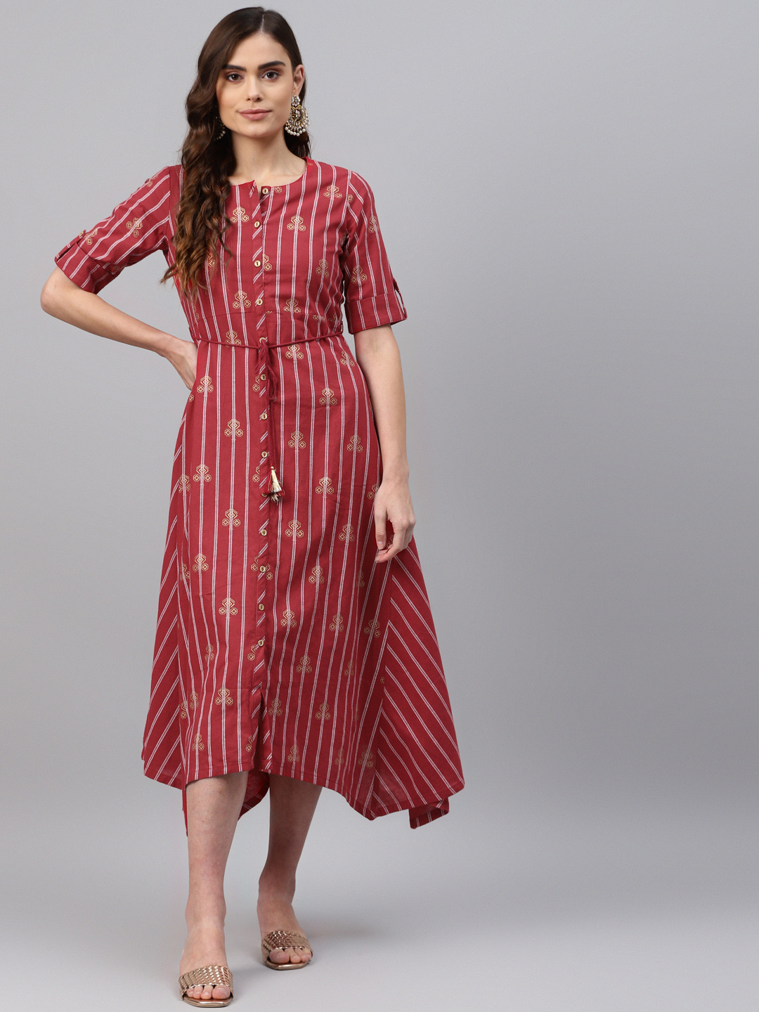 

Rangriti Women Red Printed Dress