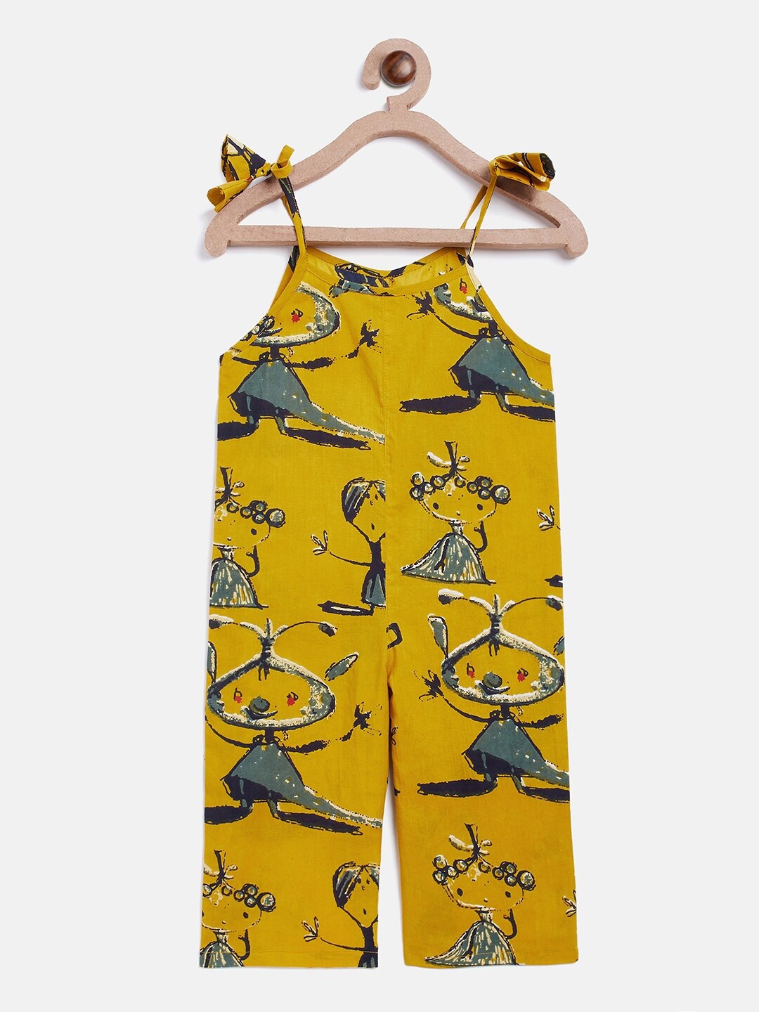 

InWeave Girls Yellow & Grey Printed Basic Jumpsuit
