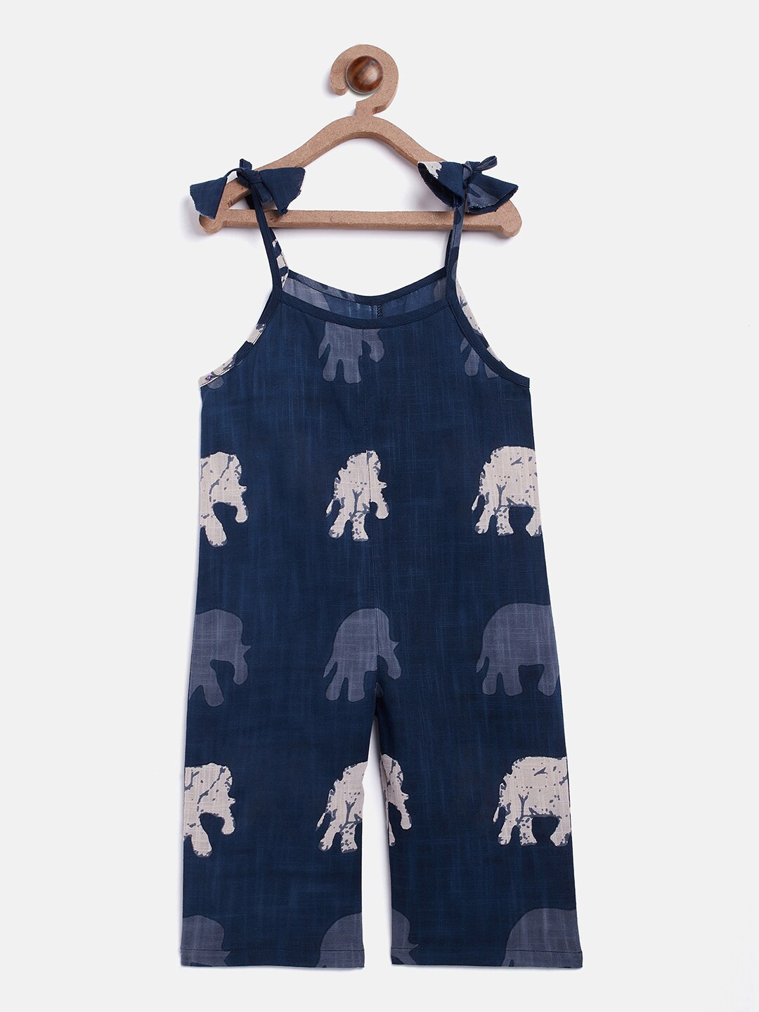 

InWeave Girls Navy Blue & White Printed Basic Jumpsuit