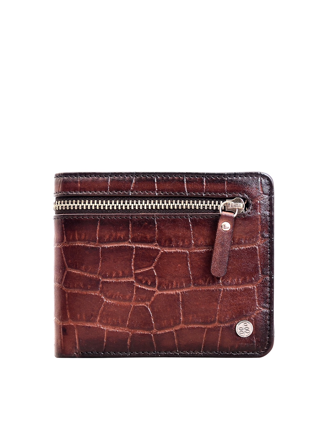 

Eske Men Brown Textured Leather Two Fold Wallet