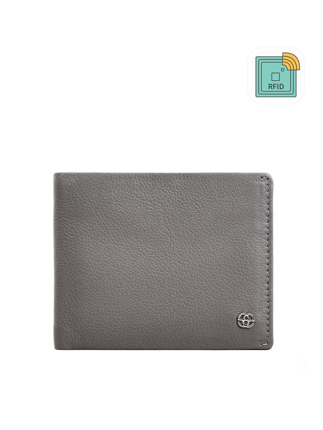 

Eske Men Grey Textured Leather Two Fold Wallet