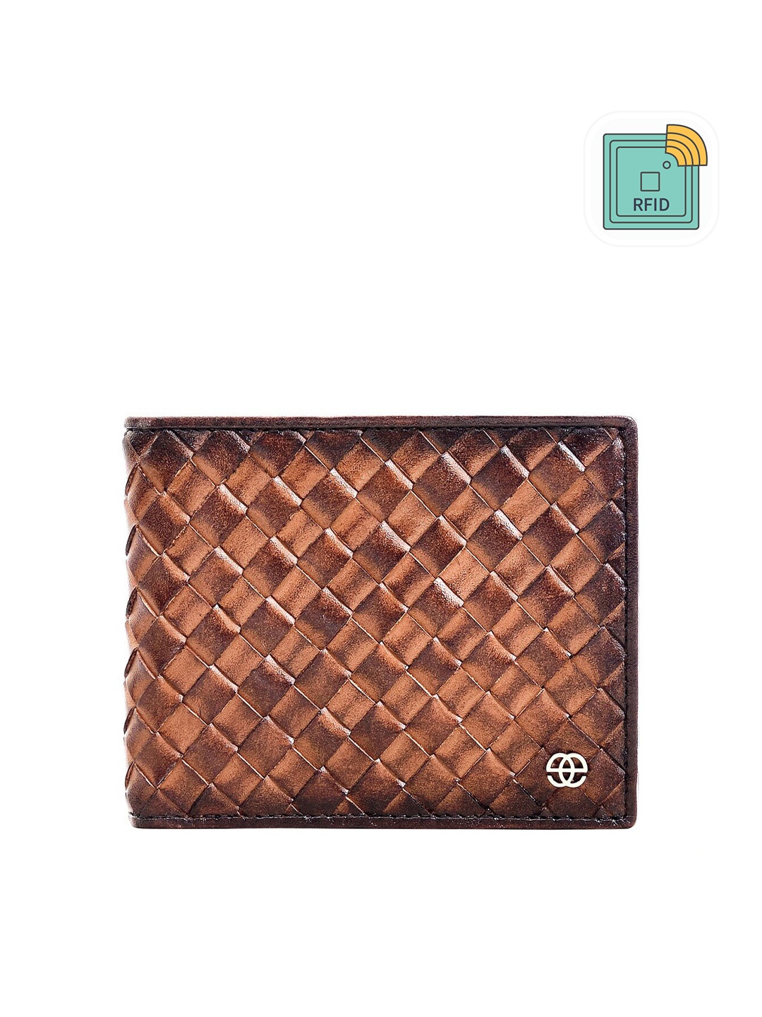 

Eske Men Brown Textured Leather Two Fold Wallet