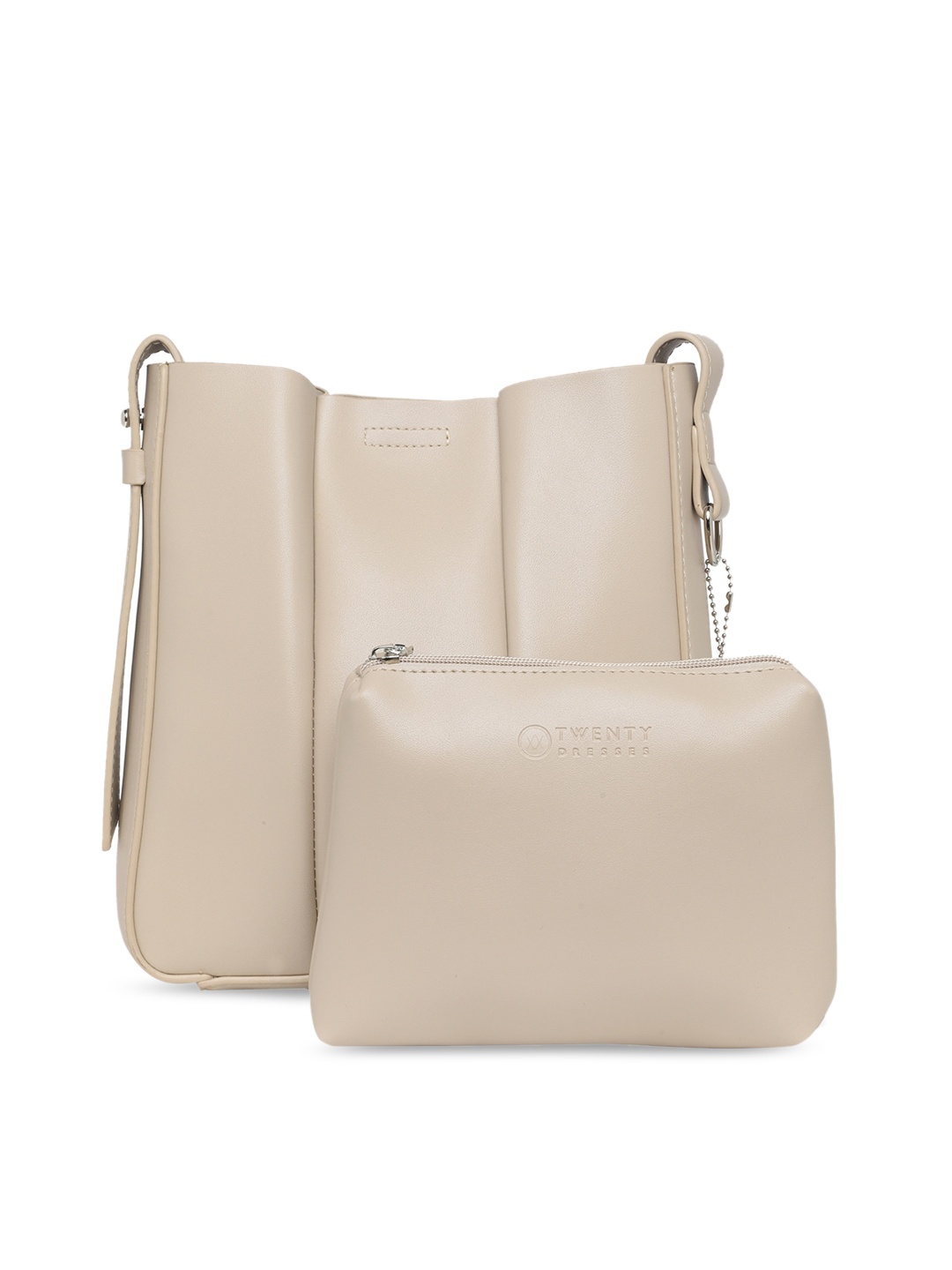 

20Dresses Beige Structured Sling Bag With Pouch