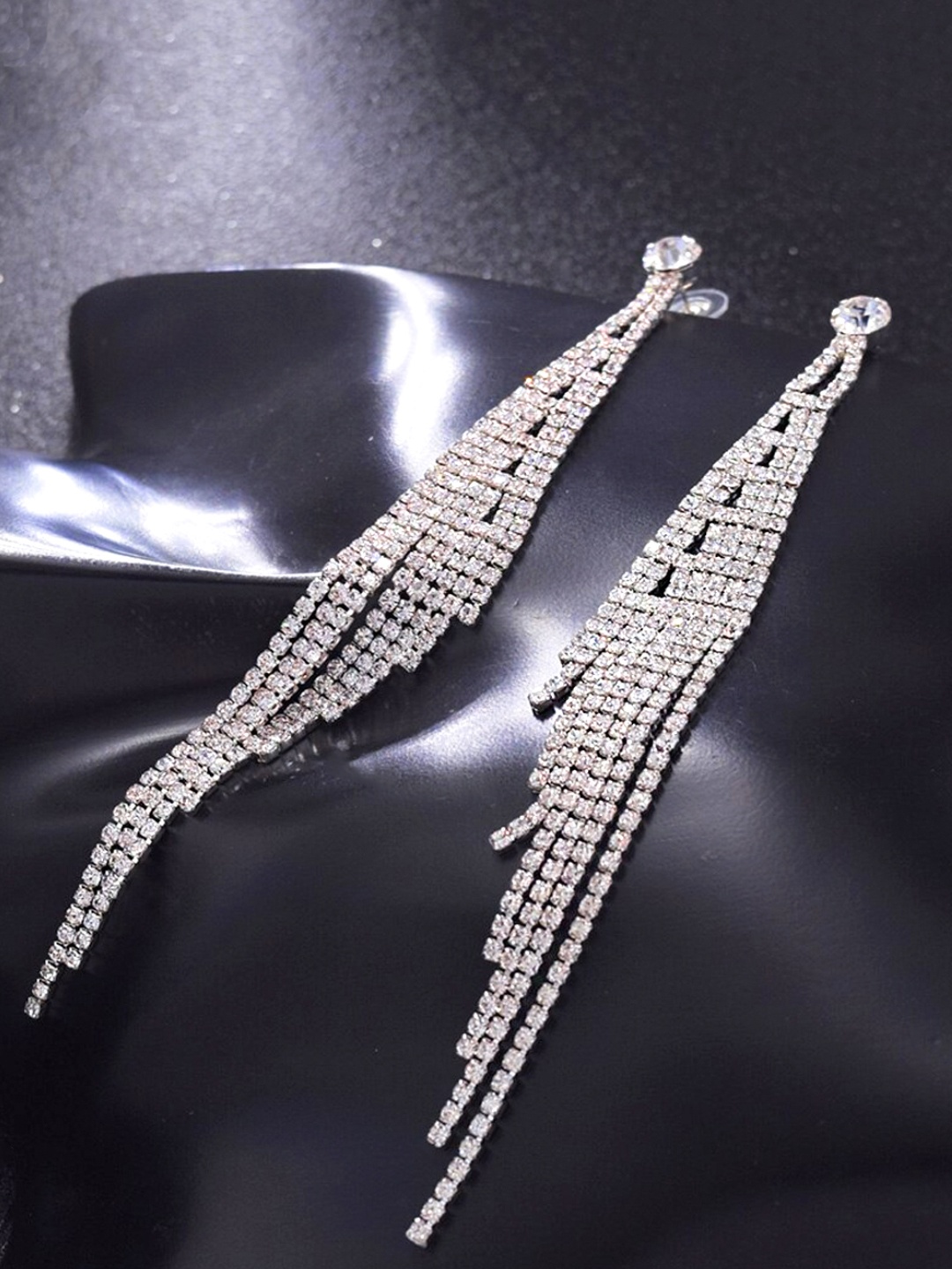 

Yellow Chimes Silver-Toned Contemporary Drop Earrings