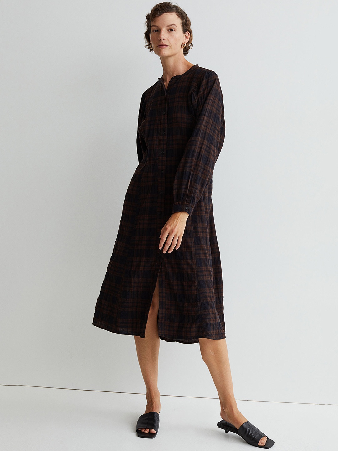 

H&M Women Brown Batwing-Sleeved Dress