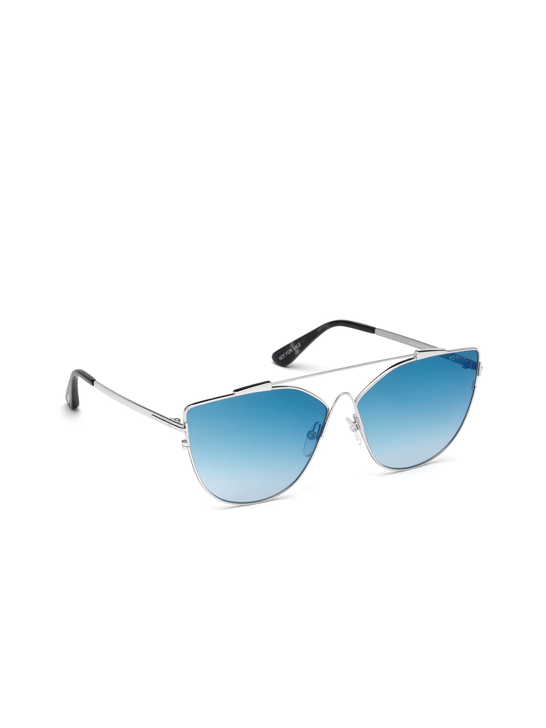 

Tom Ford Women Blue Lens & Silver-Toned Cateye Sunglasses - FT0563 64 18X-Grey