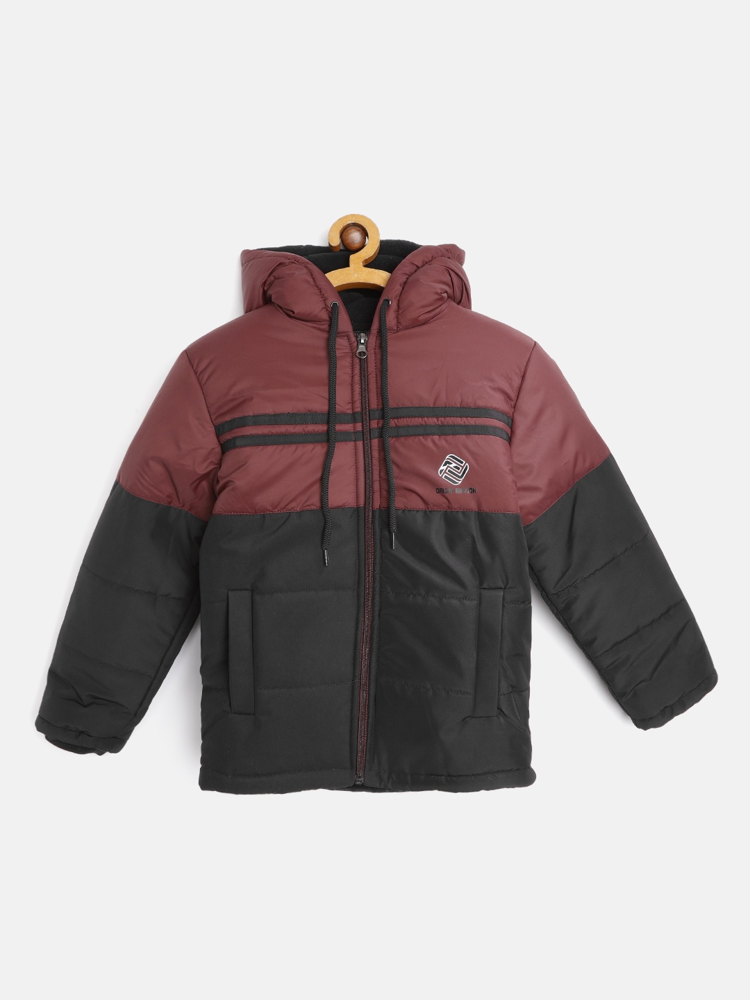 

Fort Collins Boys Black & Burgundy Colourblocked Padded Jacket