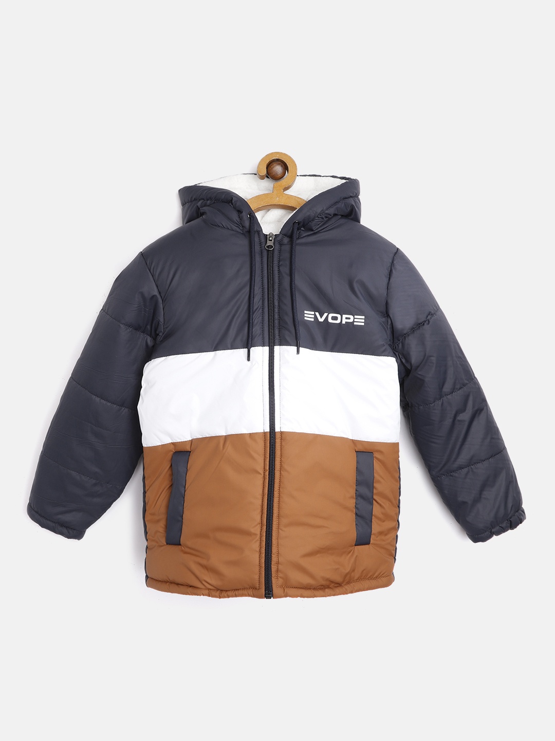 

Fort Collins Boys Brown & Navy Blue Colourblocked Padded Jacket