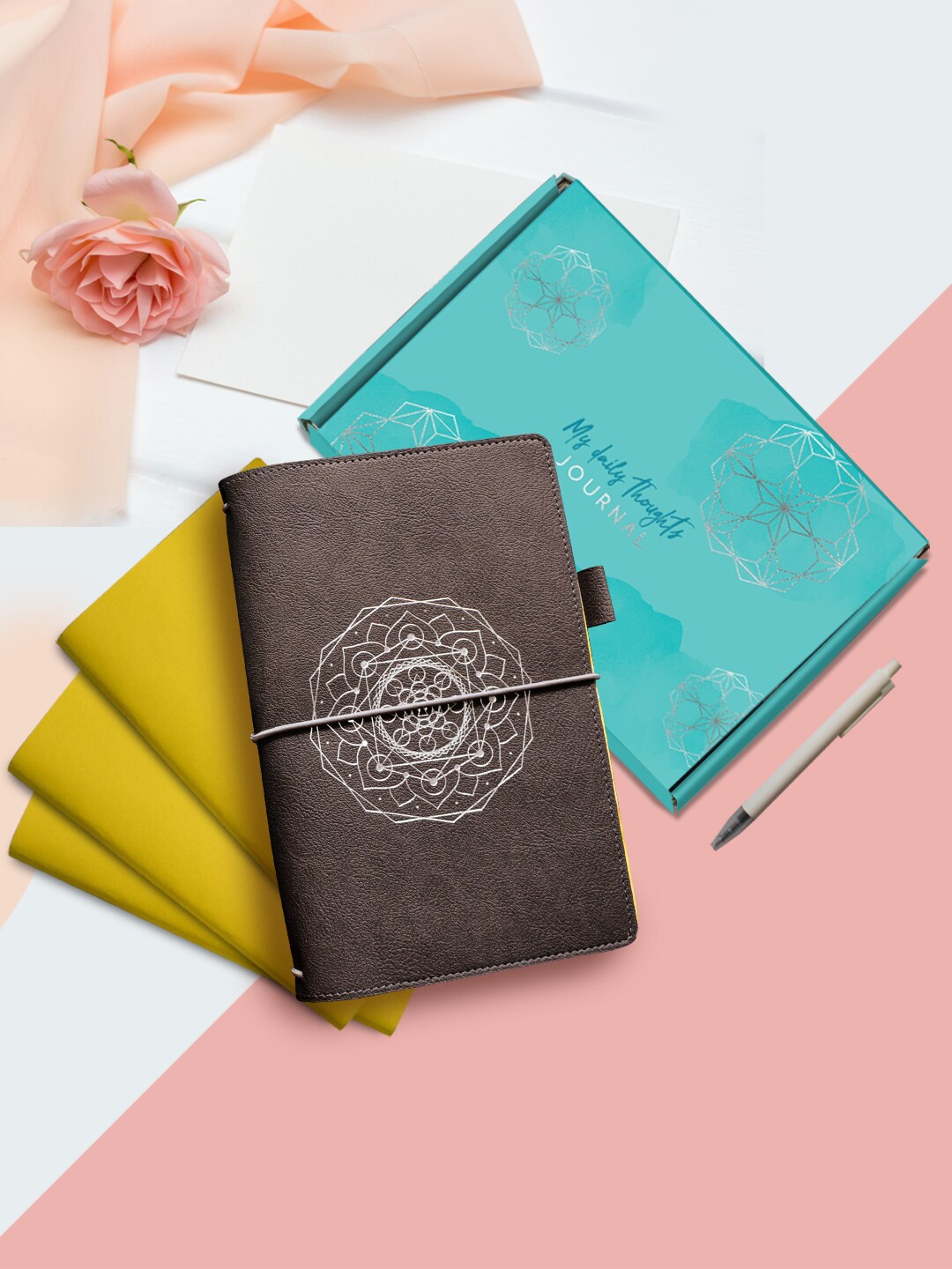 

Doodle Charcoal Grey & White Cosmic Chakra Printed Planner