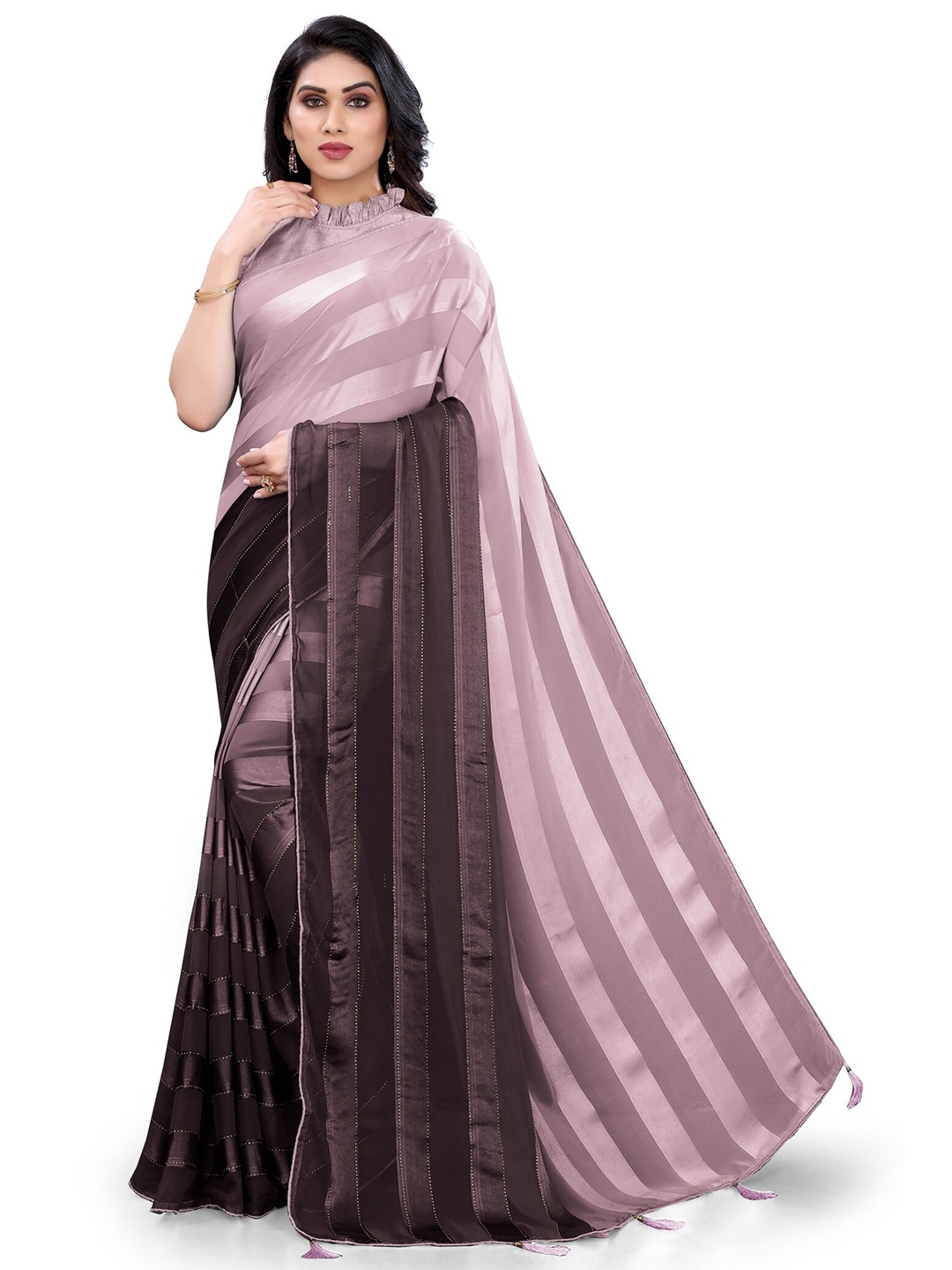 

MIRCHI FASHION Purple & Lavender Striped Saree
