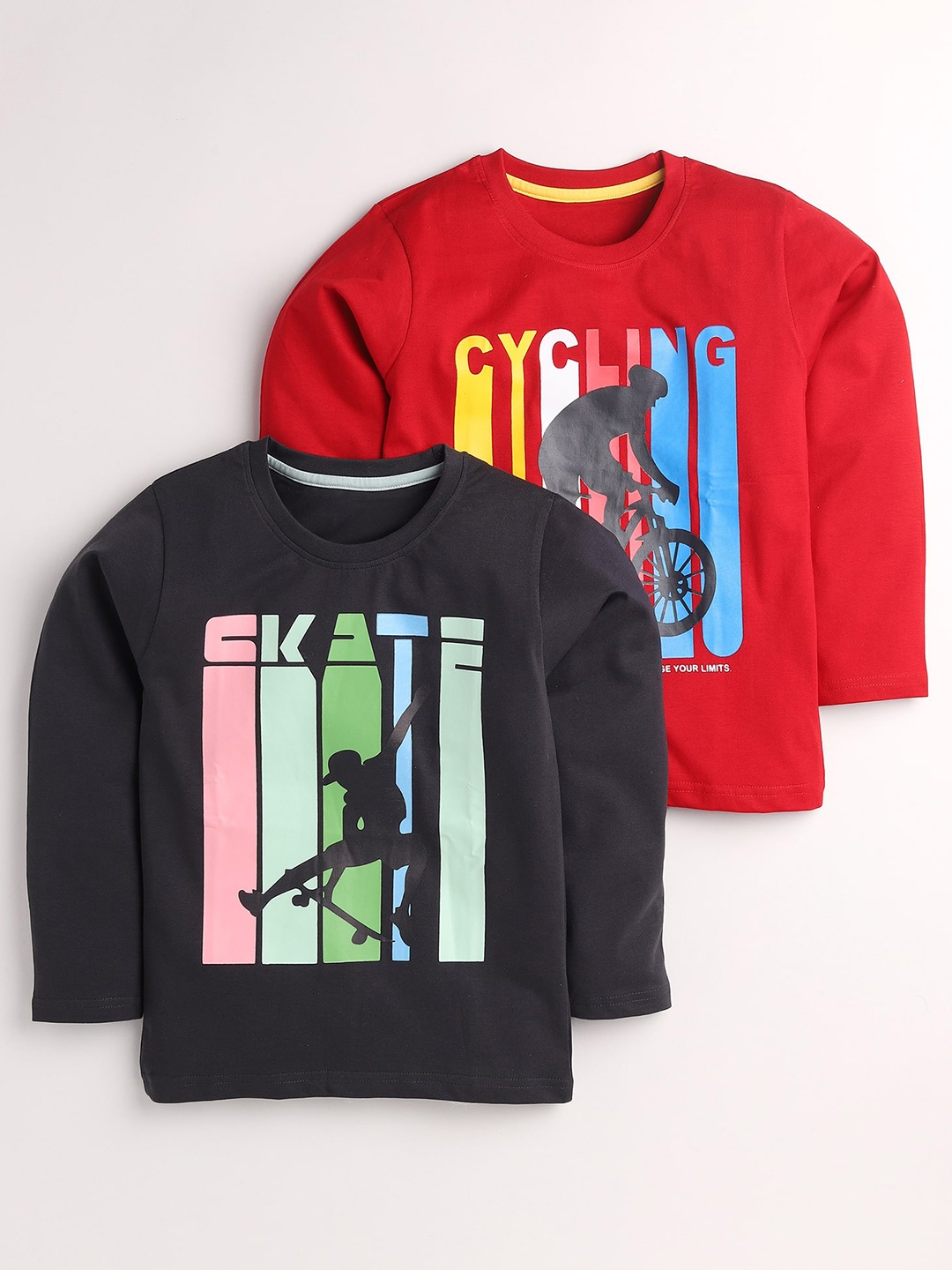 

Toonyport Boys Red & Navy Blue Set Of 2 Printed T-shirt