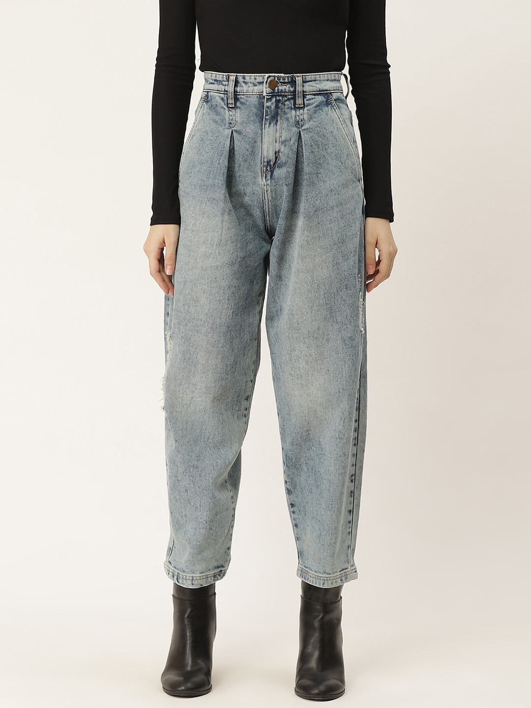 

urSense Women Blue Relaxed Fit High-Rise Heavy Fade Stretchable Jeans