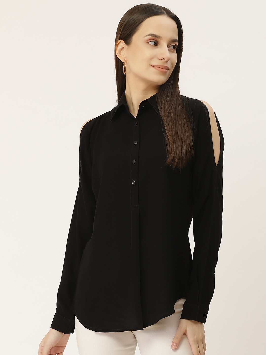 

urSense Women Black Opaque Casual Shirt
