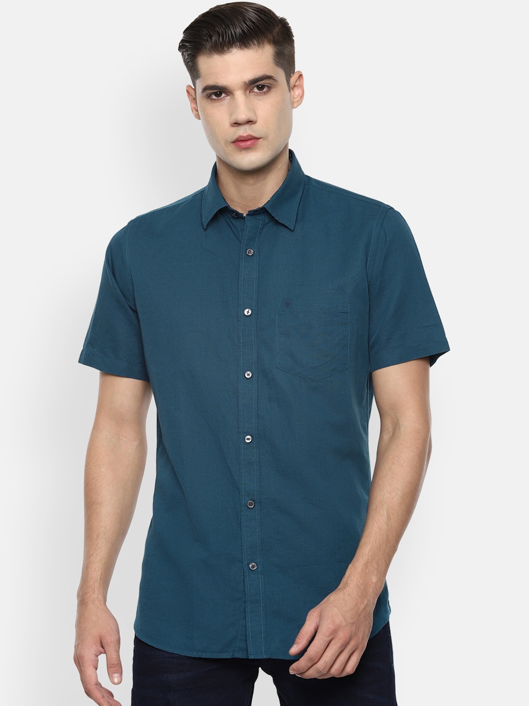 

Van Heusen Sport Men Blue Opaque Casual Cotton Shirt