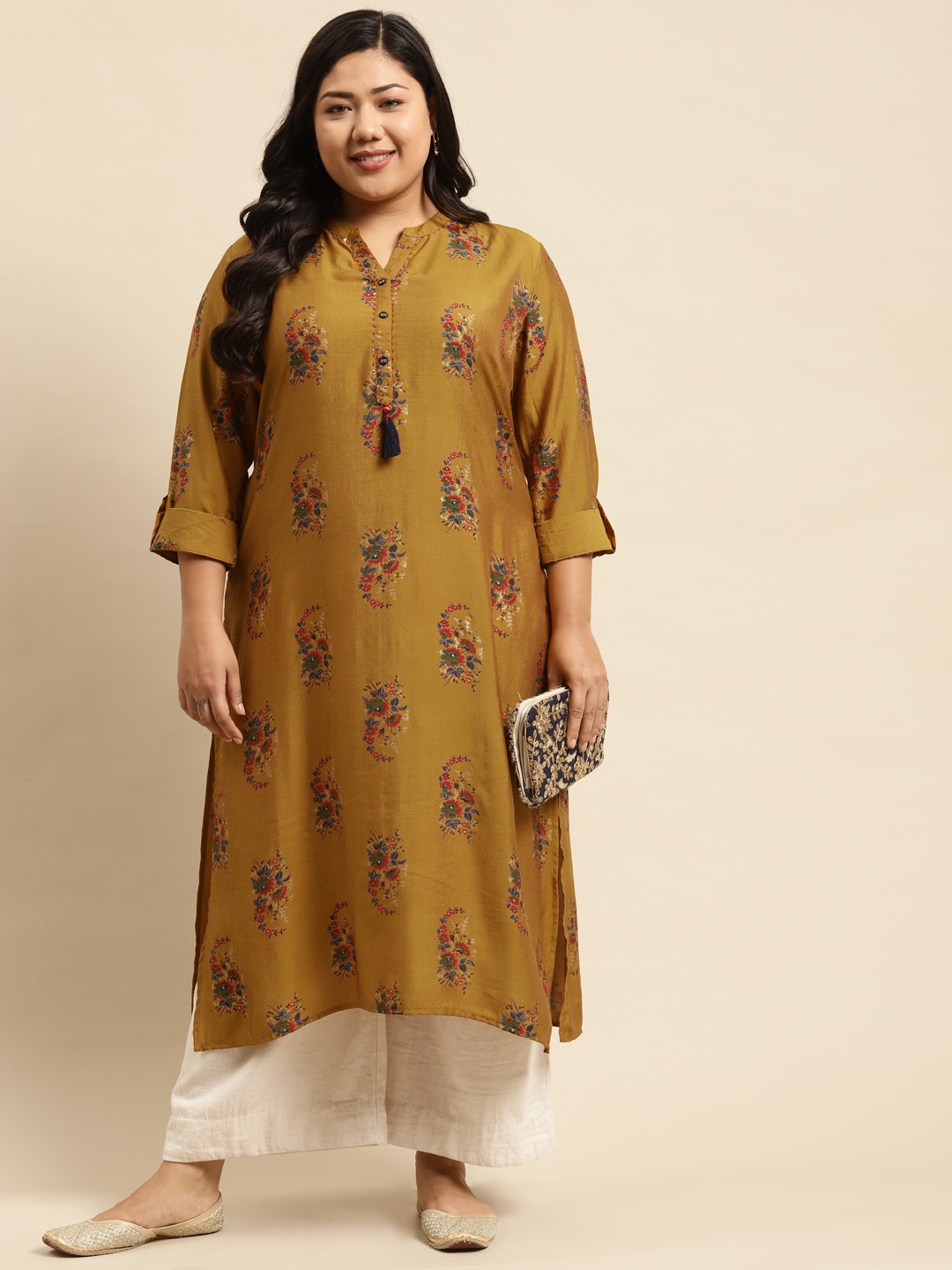 

RANGMAYEE Women Maroon & Blue Floral Printed Floral Liva Kurta