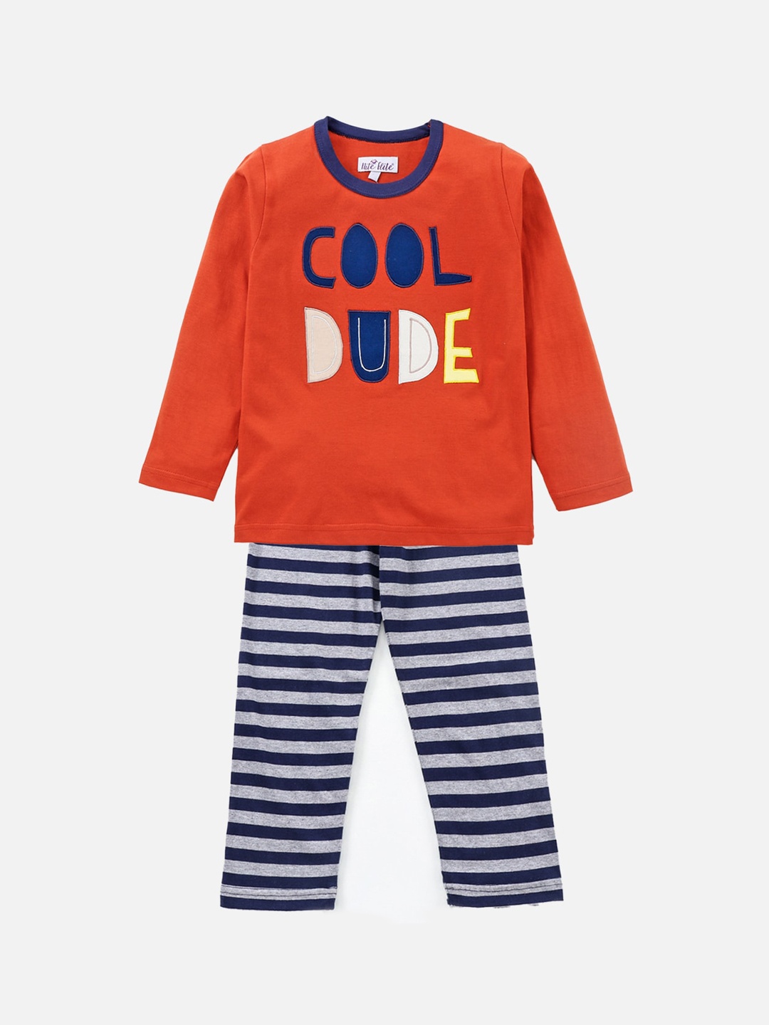 

Nite Flite Boys Red & Blue Printed Pure Cotton Night suit