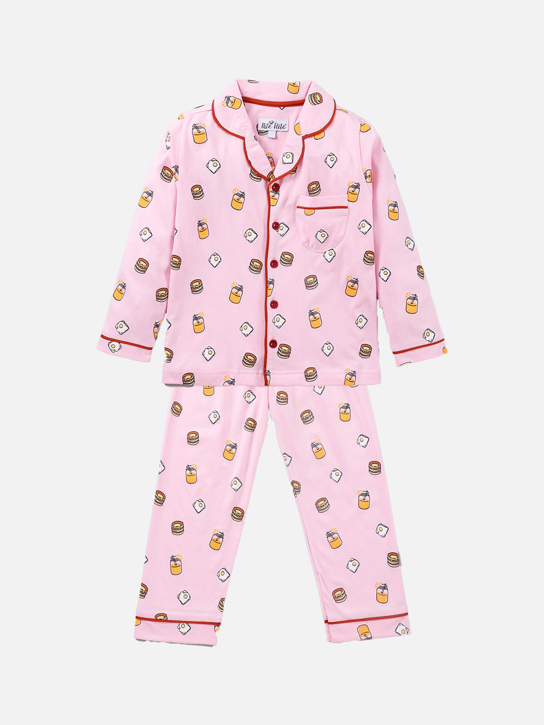 

Nite Flite Unisex Kids Pink & Yellow Pure Cotton Printed Night suit