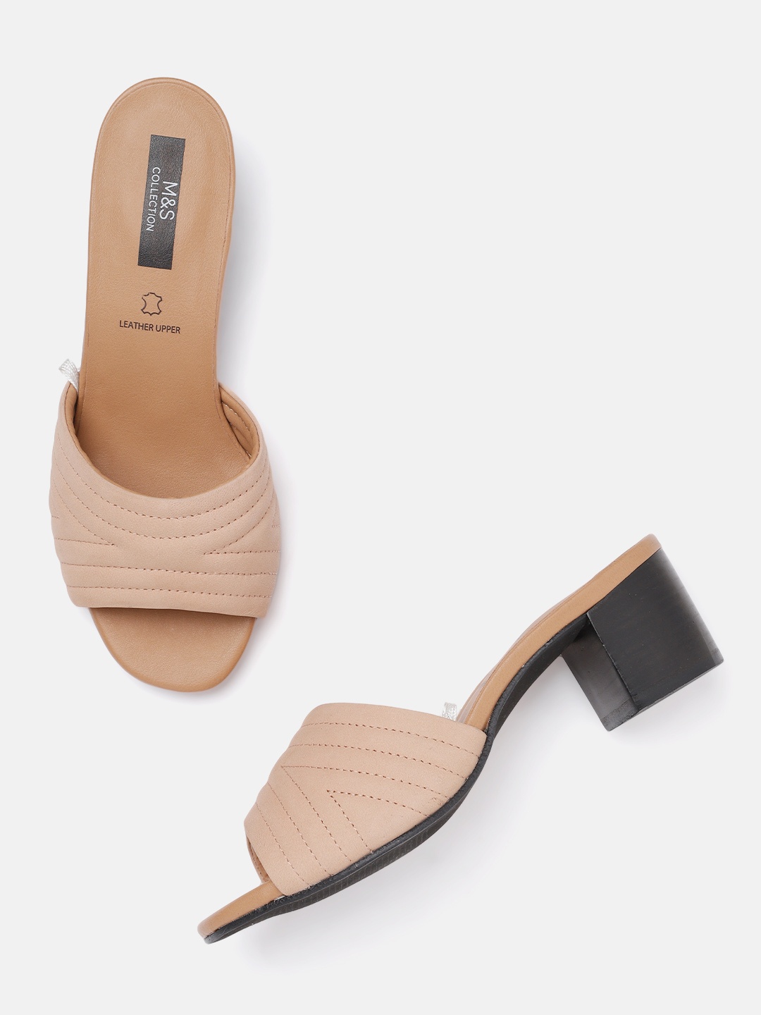 

Marks & Spencer Nude-Coloured Textured Leather Block Heels