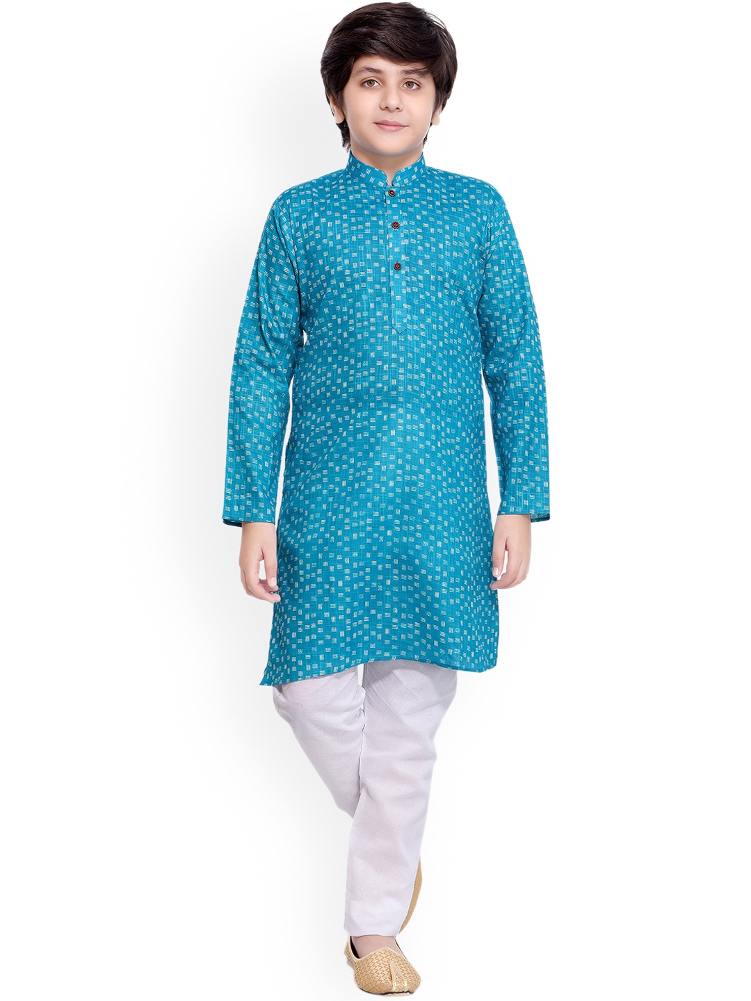 

Jeetethnics Boys Blue & White Printed Regular Kurta with Pyjamas