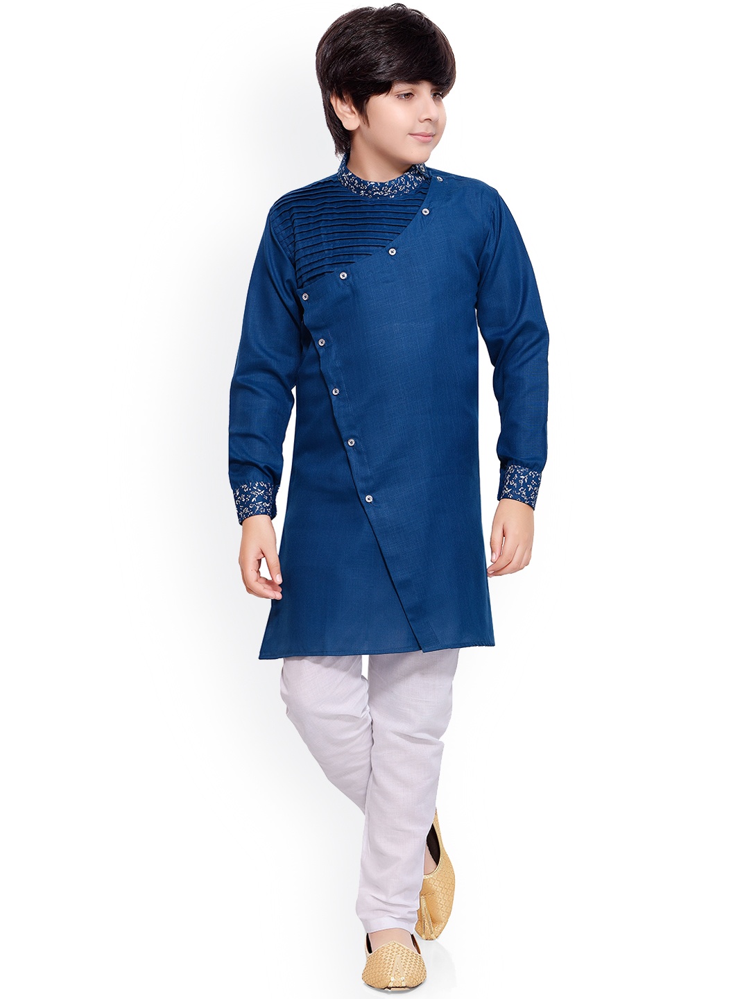 

Jeetethnics Boys Navy Blue Angrakha Kurta with Pyjamas