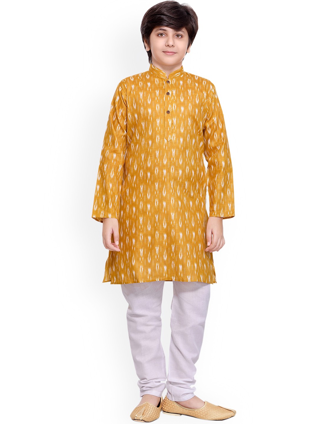

Jeetethnics Boys Yellow Floral Printed Regular Kurta with Pyjamas