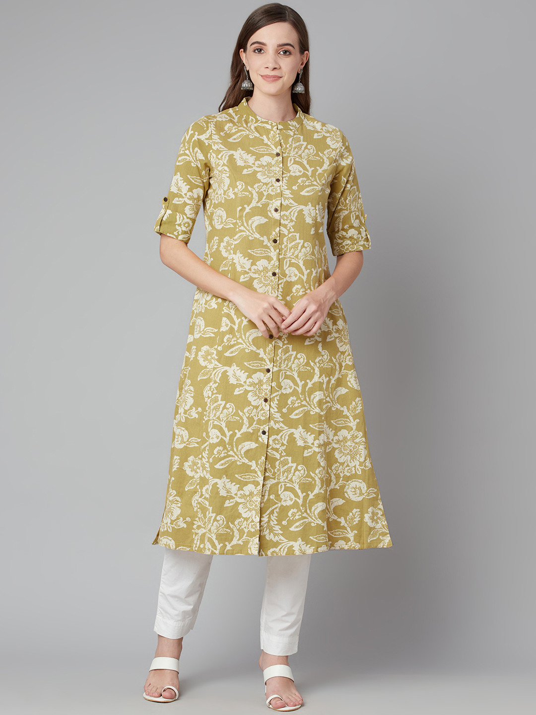 

Divena Women Green Floral Printed Floral Kurta