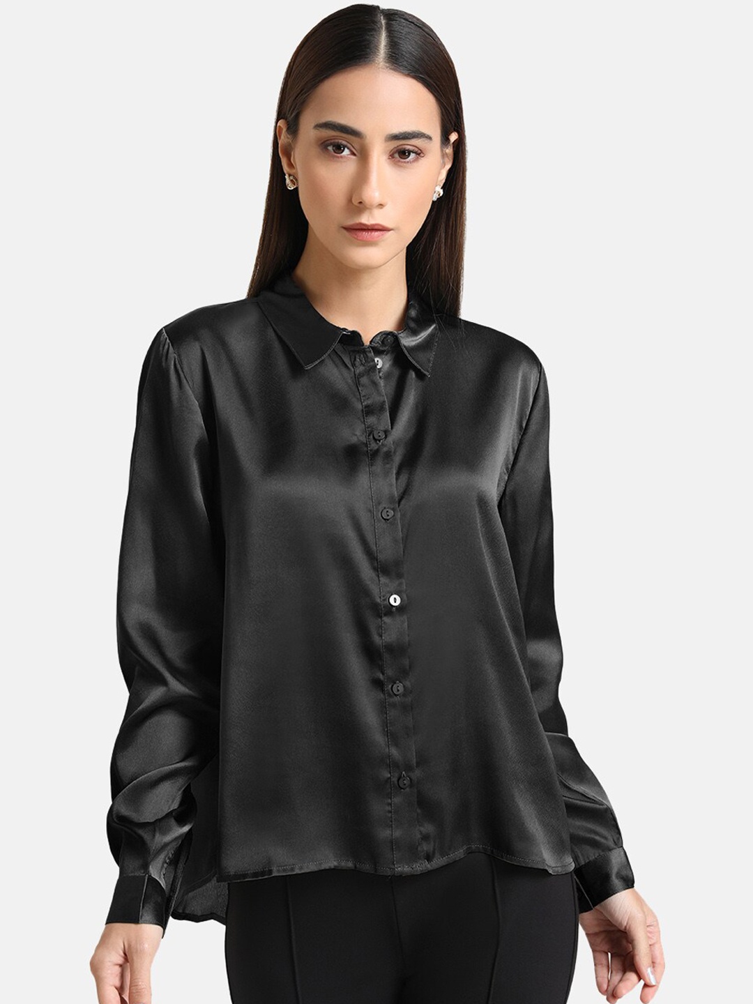 

Kazo Women Black Opaque Formal Shirt