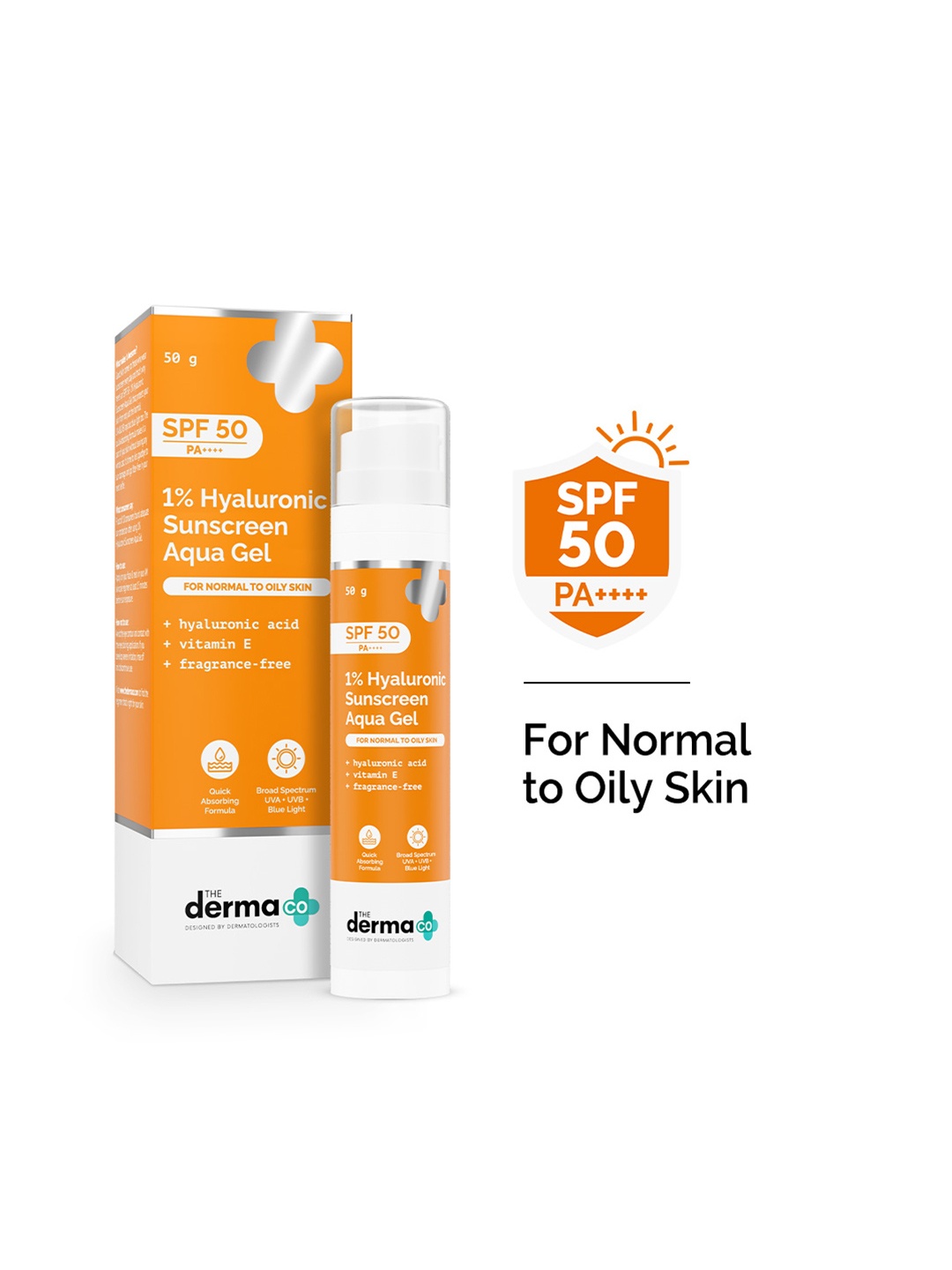

The Derma co. 1% Hyaluronic Sunscreen Aqua Ultra Light Gel With UVA & B Protection - 50g, White