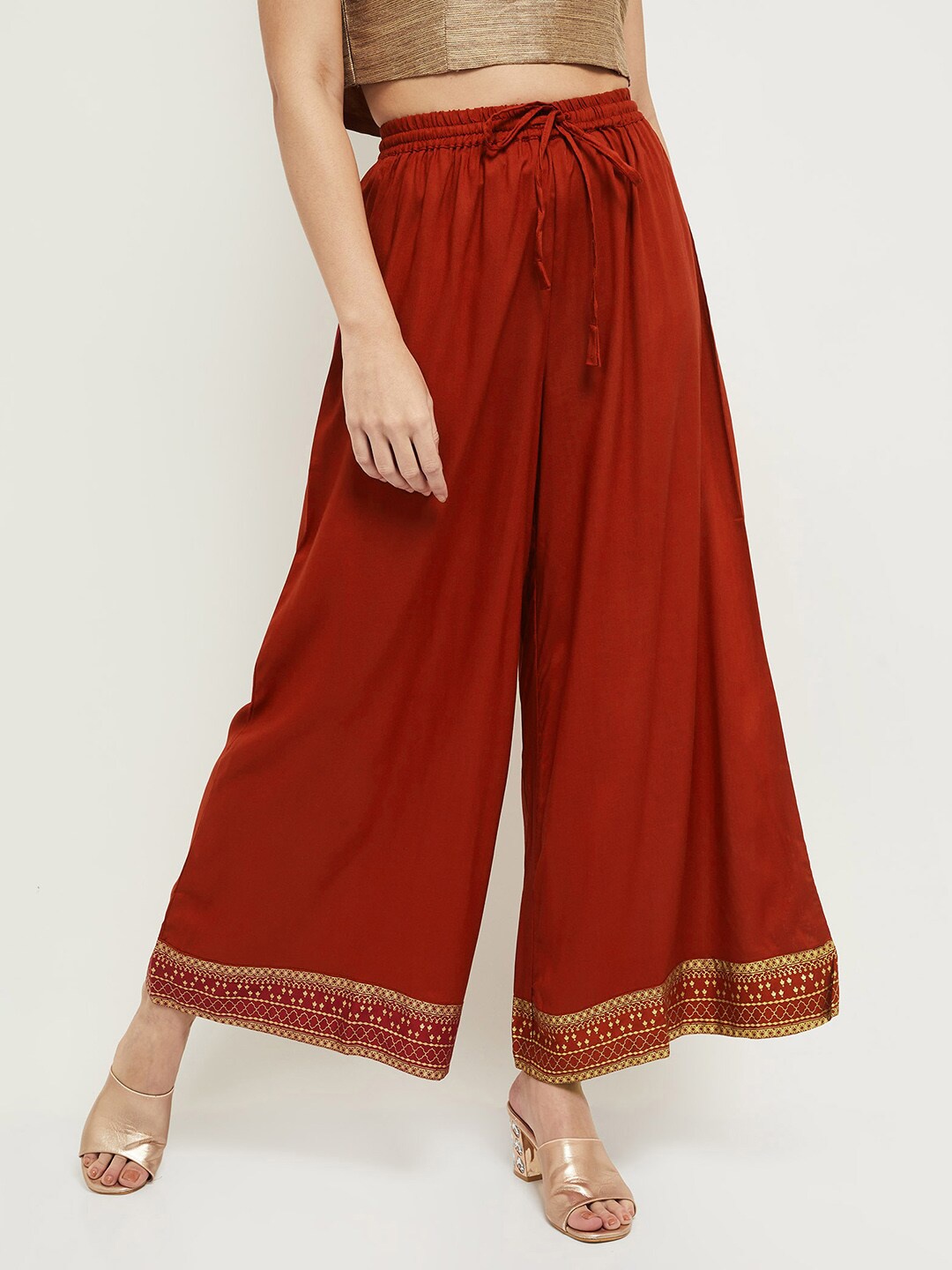 

max Women Red Ethnic Palazzos