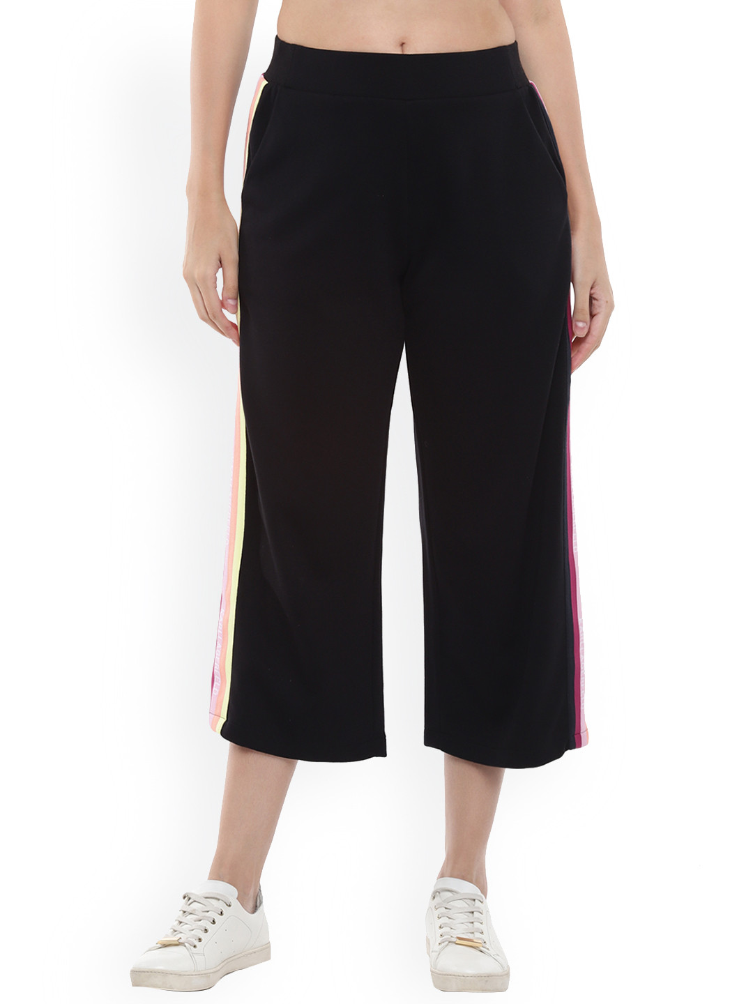 

Karl Lagerfeld Women Black Solid Cropped Trousers