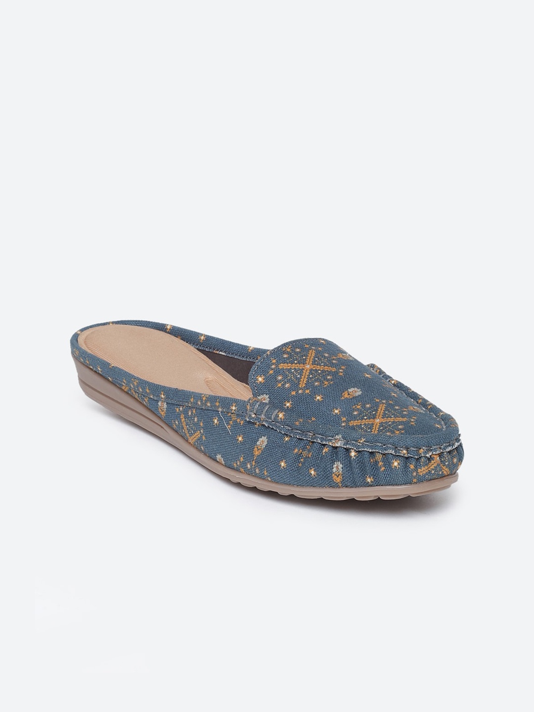 

Biba Women Blue Printed Mules Flats