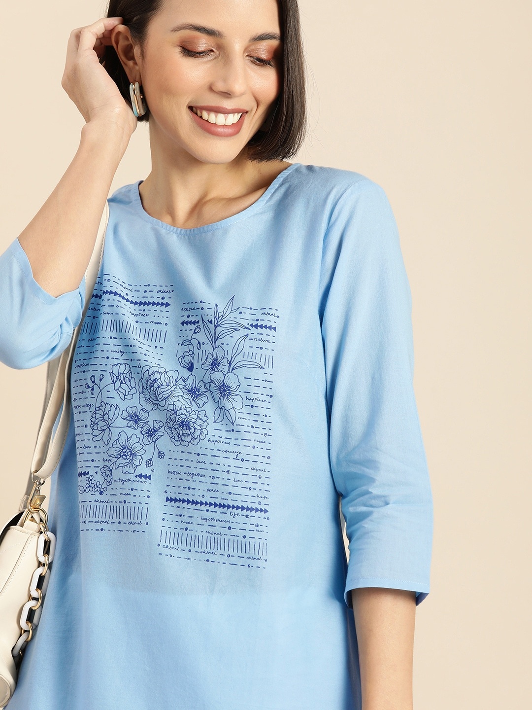 

Anouk Women Blue Floral Printed Floral Kurta