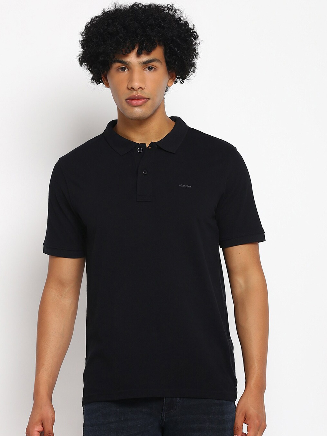 

Wrangler Men Black Henley Neck T-shirt