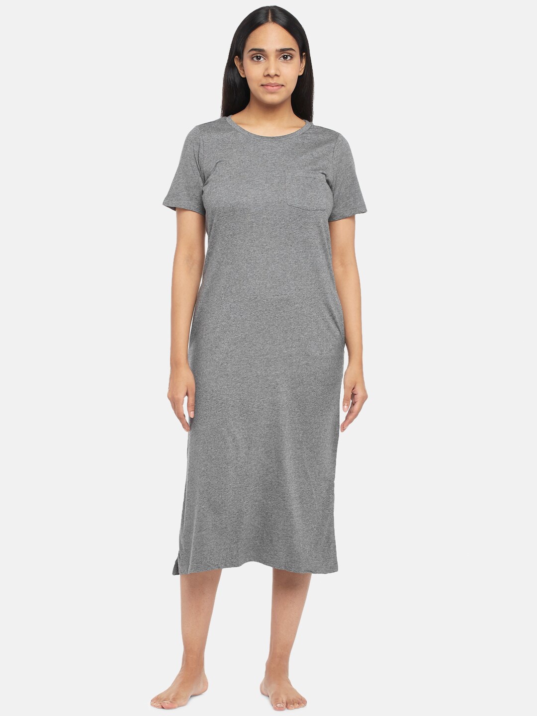 

Dreamz by Pantaloons Grey Melange Nightdress