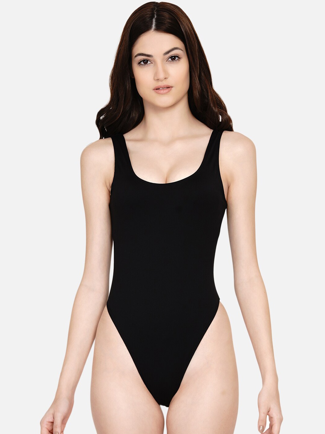 

Samshek Women Black Solid Basic Tank Bodysuit