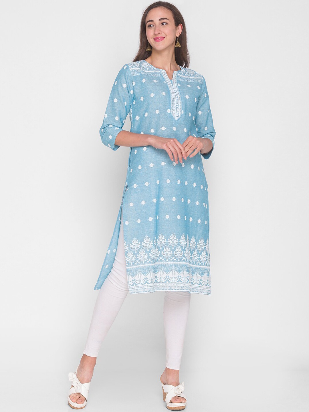 

ZOLA Women Blue Ethnic Motifs Embroidered Thread Work Kurta