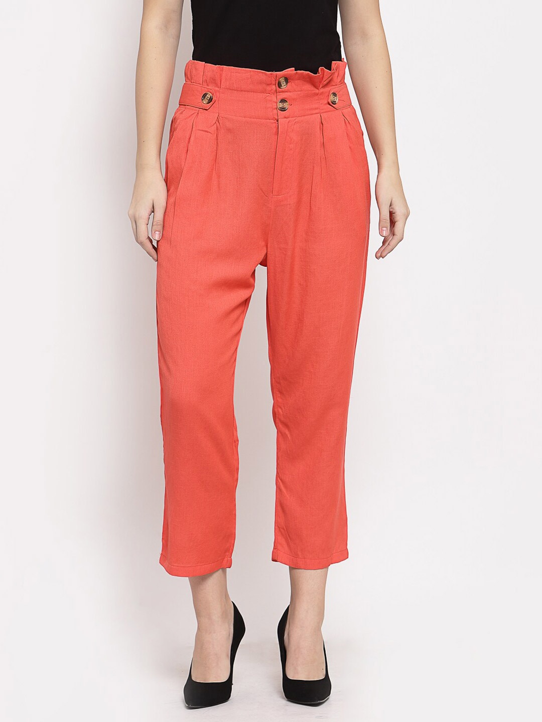 

Mafadeny Women Peach-Coloured Palazzos