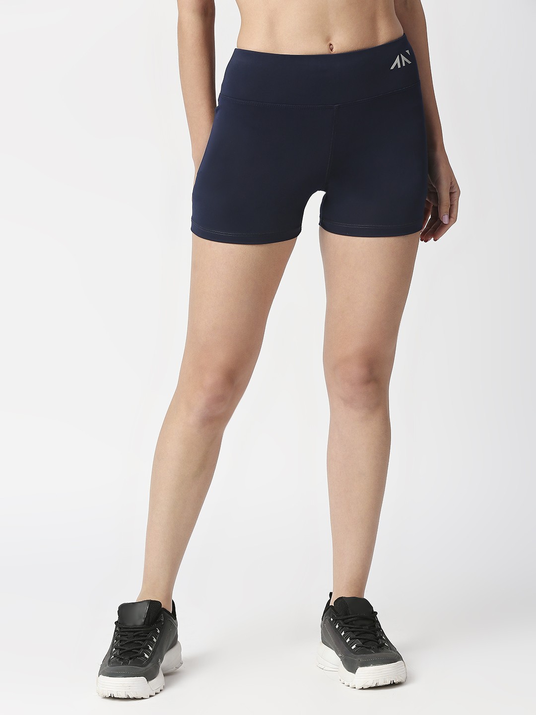 

AESTHETIC NATION Women Navy Blue Slim Fit Sports Shorts