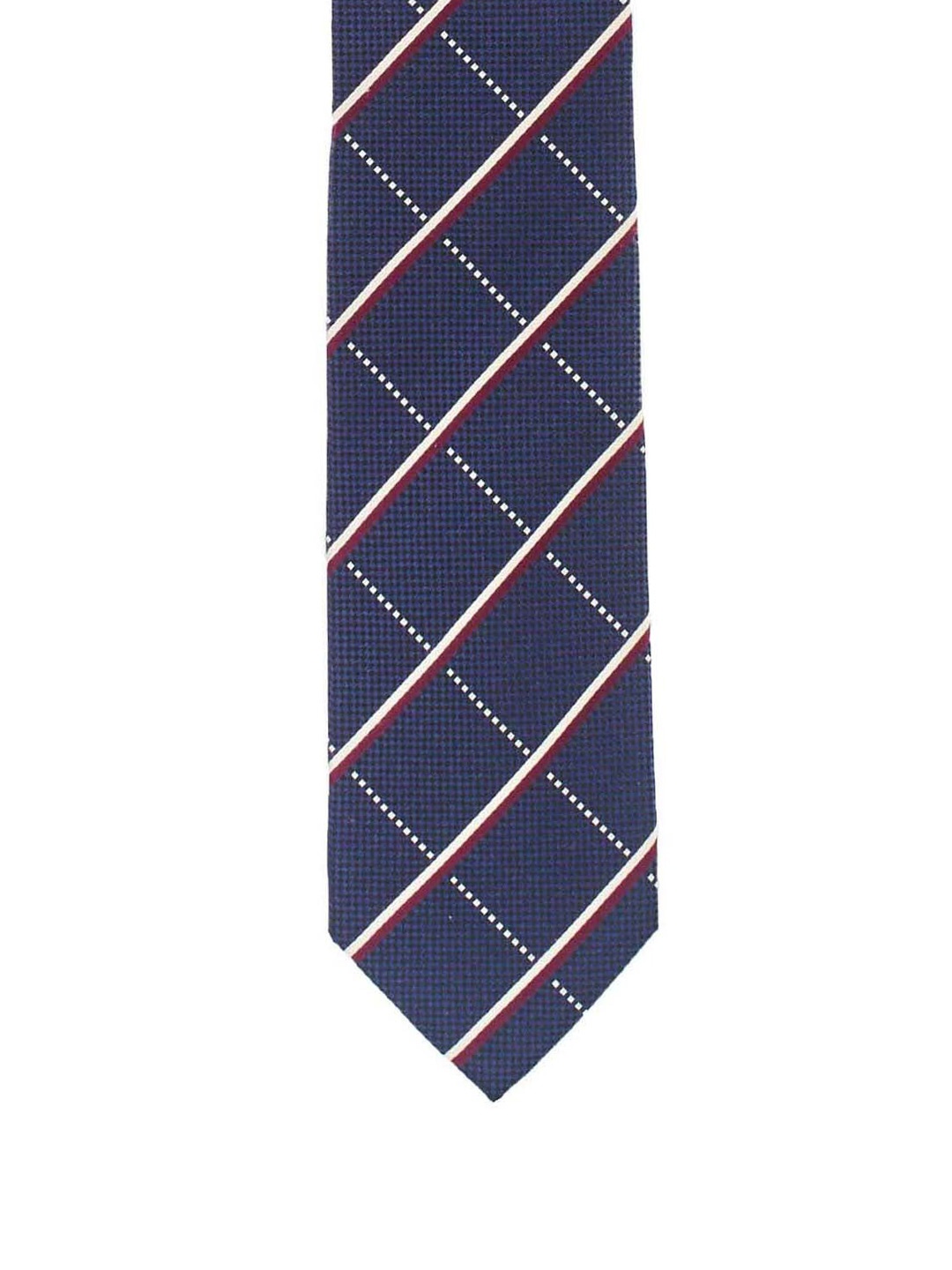 

The Tie Hub Men Navy Blue & Maroon Checked Skinny Tie