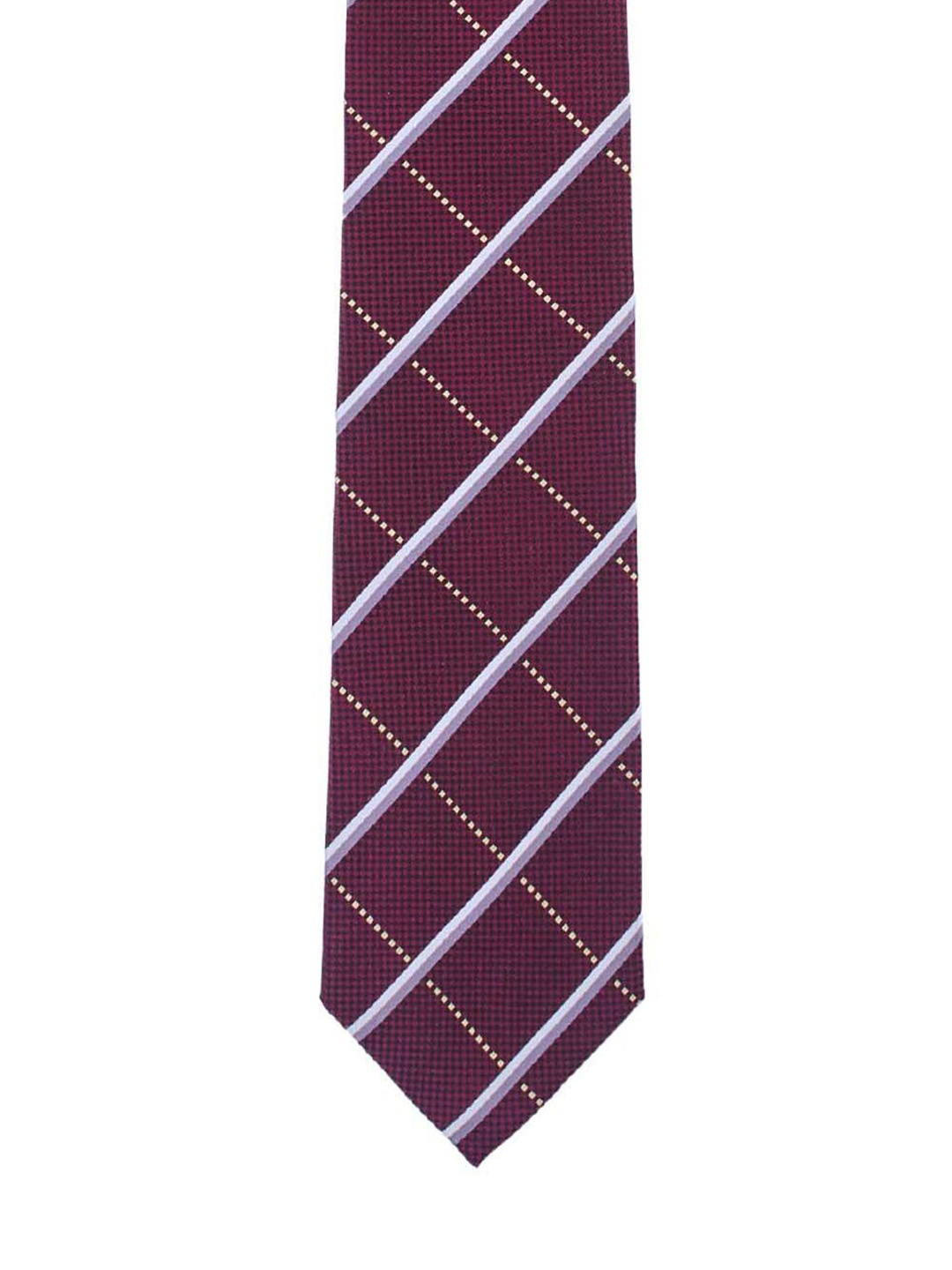 

The Tie Hub Men Maroon & Purple Checked Skinny Tie