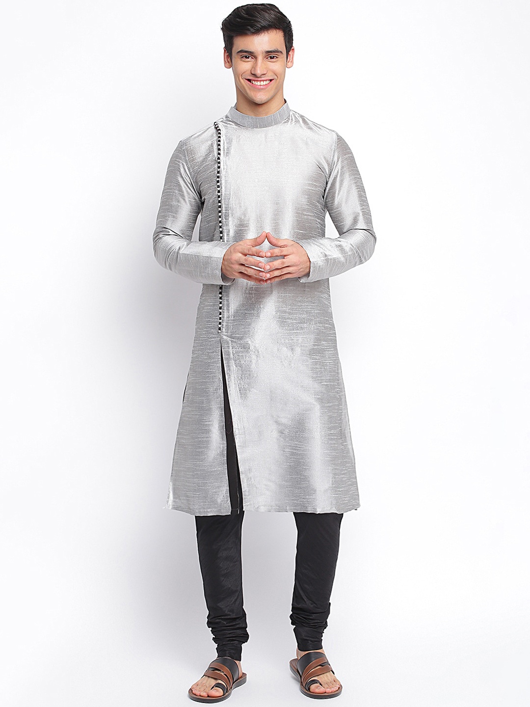 

Sanwara Men Silver-Toned Thread Work Pastels Kurta