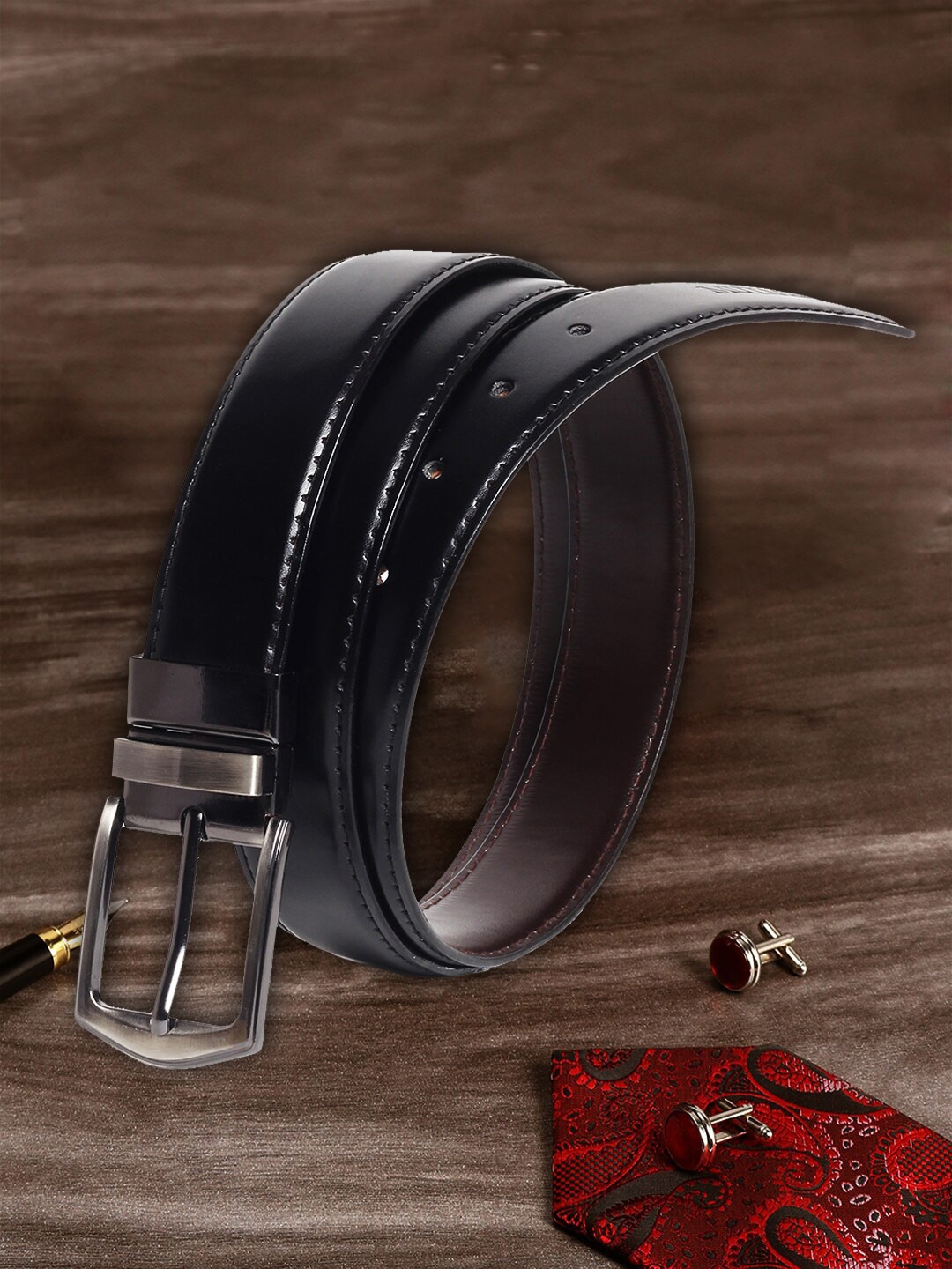 

MUTAQINOTI Men Black PU Belt